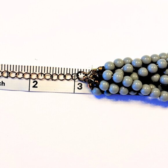 Chunky Layered Beaded Statement Necklace – Soft Dove Gray, Multi-Strand - Picture 5 of 5